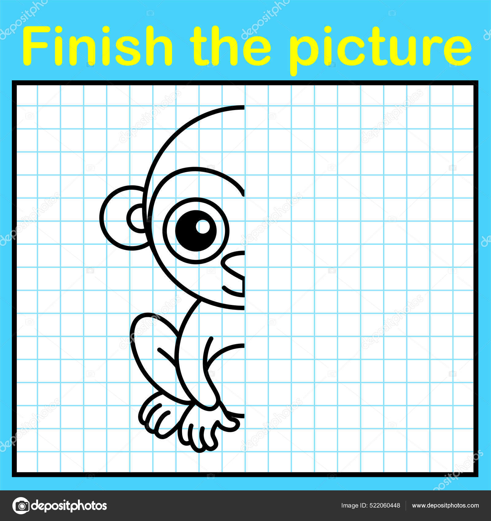 Complemente Macaco Com Quadro Simétrico Pinte Jogo Desenho Simples Para  imagem vetorial de natasha-tpr© 522060448
